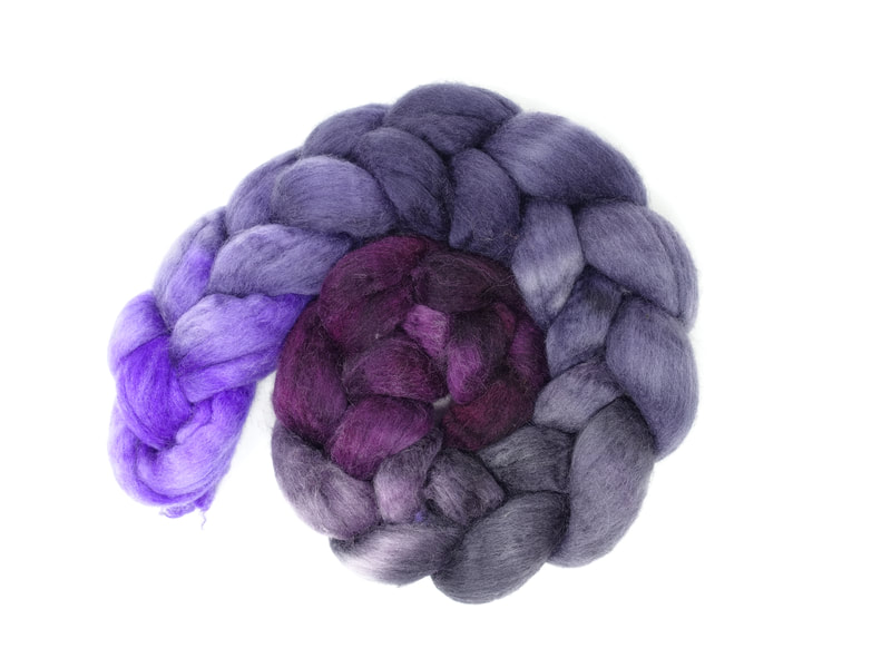 Plum, Black, Grey, Lilac spinning fibre