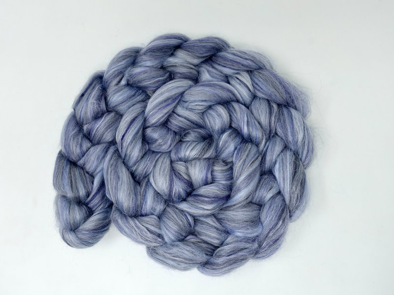 Pale Blue and Grey spinning fibre