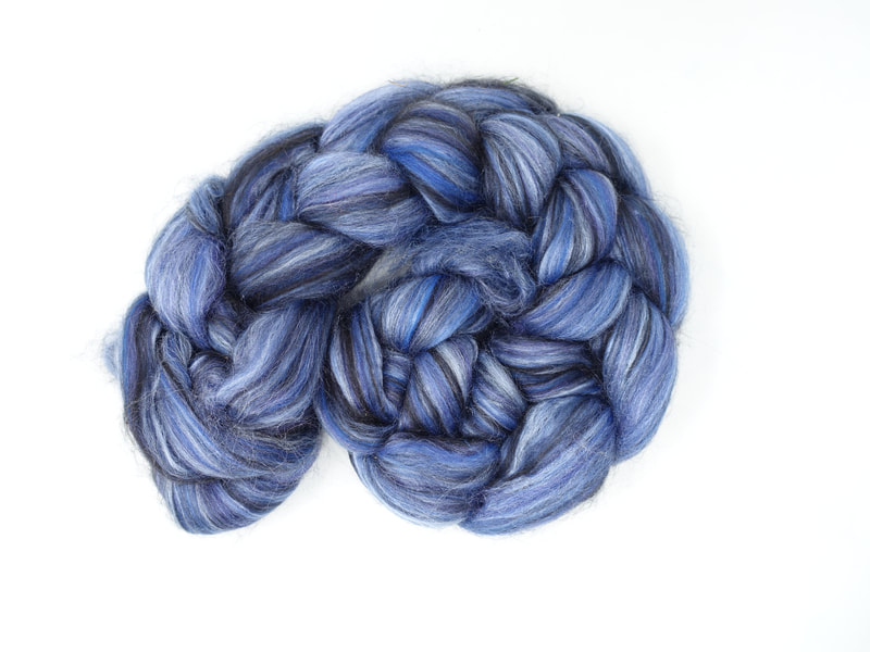 Blue and Black Spinning fibre