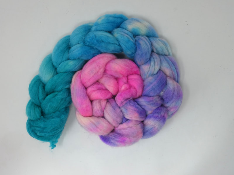 Gradient Spinning Fibre. Pink-Lilac-Turquoise-Jade