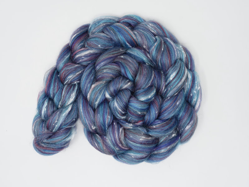Dark Purple and Blue Fibre with White nepps and streaks