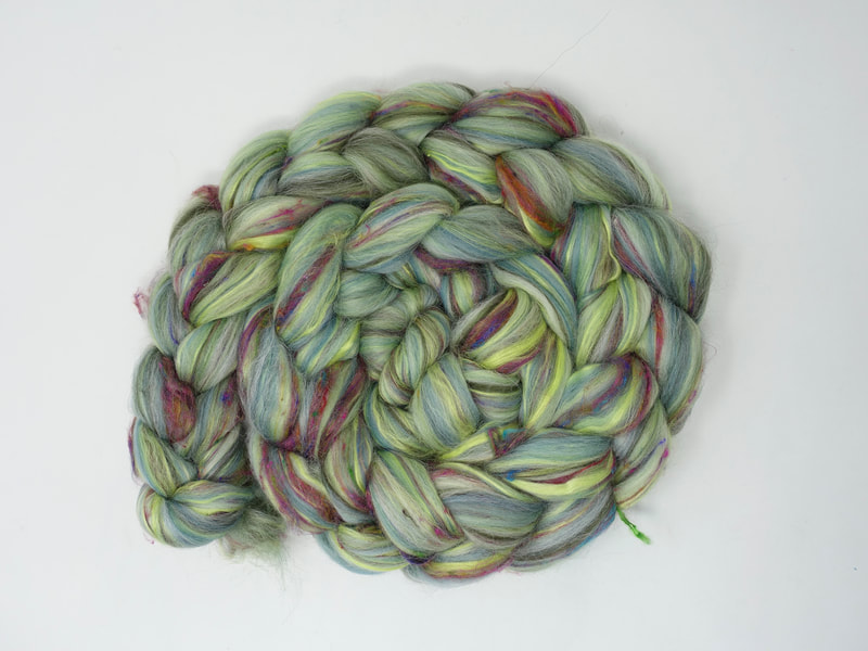 Mint Green fibre with red streaks