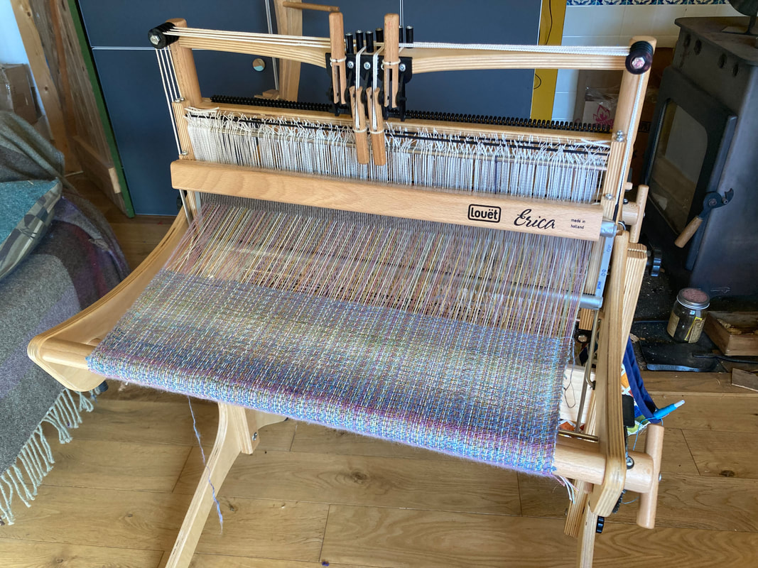 Louet Erica Loom with part completed woven towel