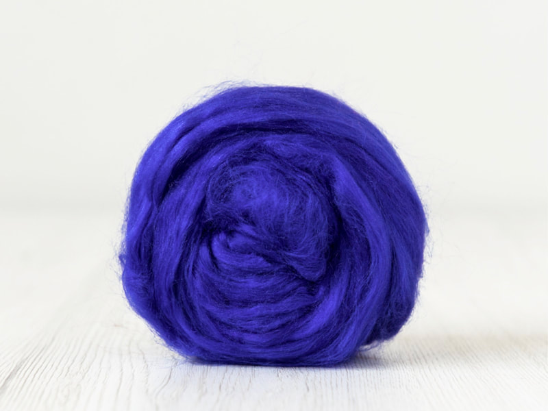 Tussah Silk that is royal, sapphire blue. Slight purple undertones. 